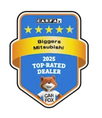 CARFAX 5-Star 2025 Top-Rated Dealer badge for Biggers Mitsubishi